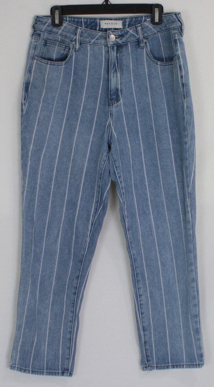 Pacsun Los Angeles Blue Pinstriped Denim Mom Jeans Womens 30